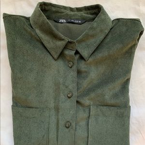 Forest Green velvet-y button down shirt